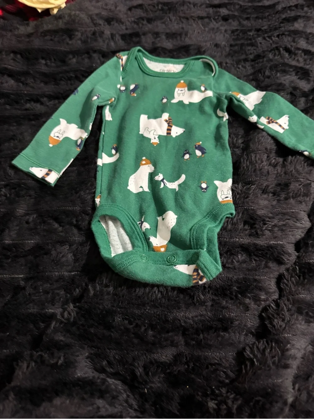 Kids Green Penguin & Gray Snowman Long-Sleeve onesie